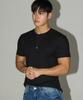 Michikoleondeonseupocheu Waffle Henley Neck Muscle Fit Short Sleeve T-Shirt Black