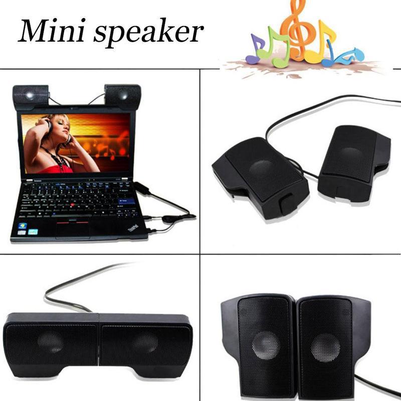 1 Pair Mini Portable Clipon USB Stereo Speakers Line Controller Soundbar for Laptop Mp3 Phone Music Player PC with Clip