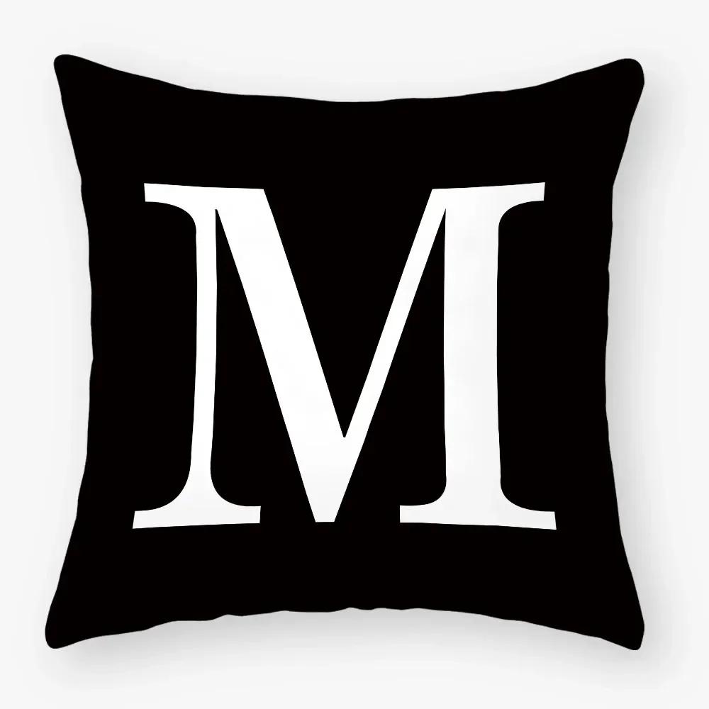 Black White Letters Sofa Decorative Cushion Cover Pillow Pillowcase Polyester 45*45Cm Throw Pillow Home Decor Pillowcover