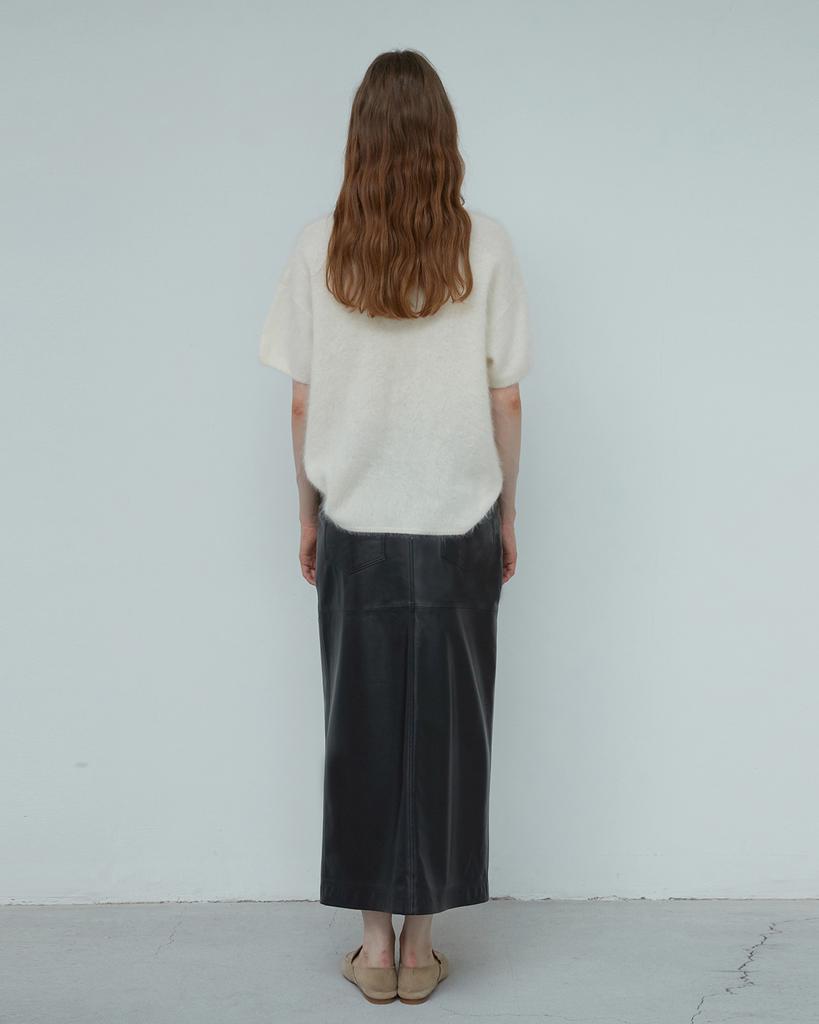 Beleudemaleu Italian Nappa Lambskin Slit Long Skirt