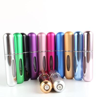 Compact 5ml Self-Pump Refillable Perfume Spray Bottle - Aluminum