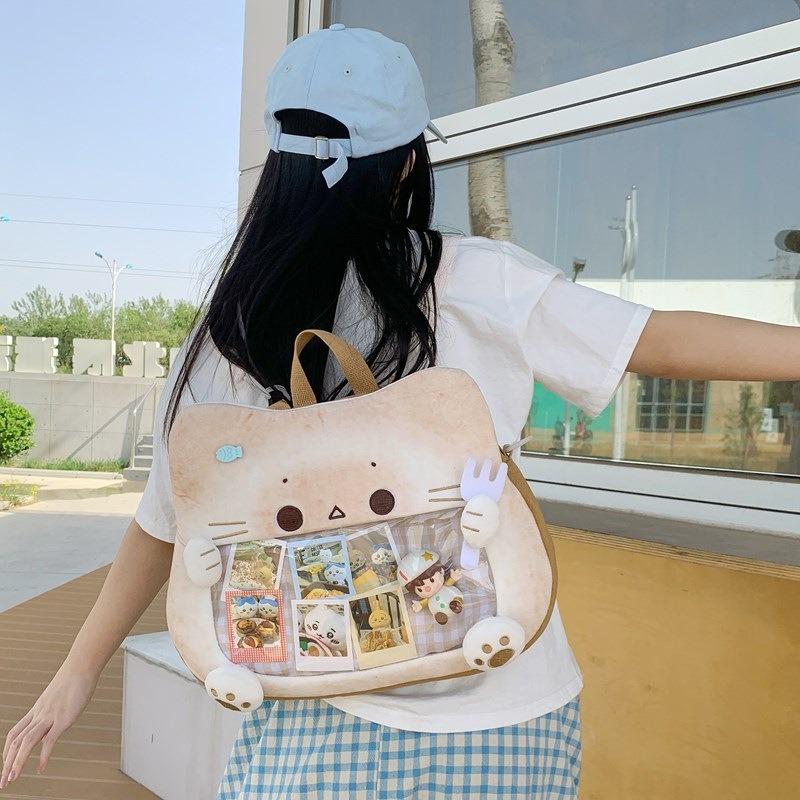 Bread Kitten Series Double Shoulder Pain Bag Autumn and Winter Cute Daily Commuter Baby Bag New Personalized Girls Backpack