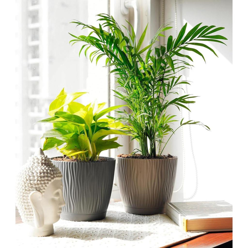 Set mit 3 selbstbewässernden Töpfen für Zuhause, Deko & Garten | Blumentöpfe, Pflanzgefäße für Zimmerpflanzen | Plastiktöpfe für Wohnzimmer