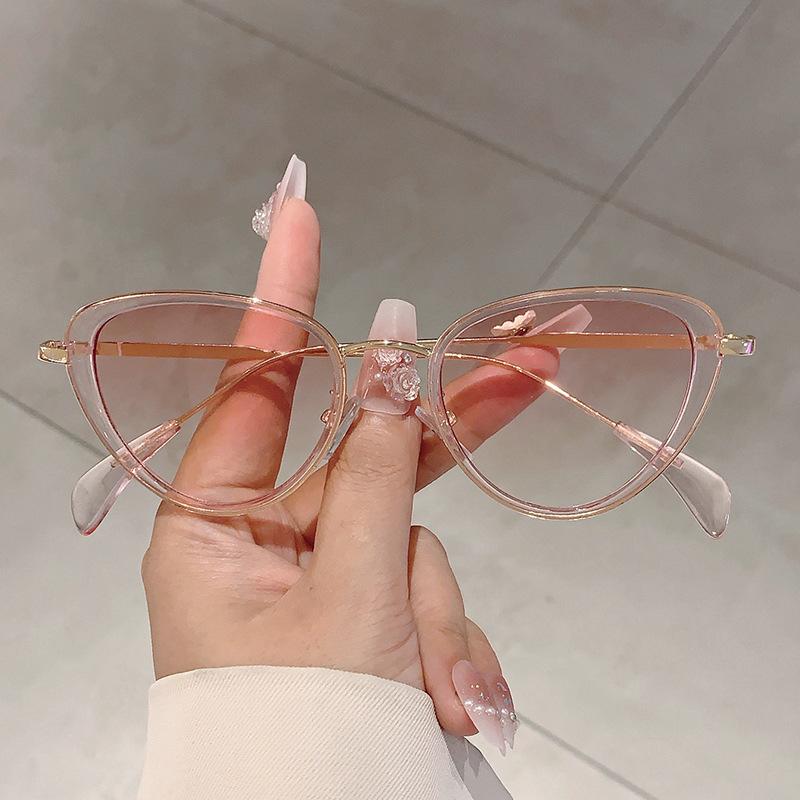 Luxury Brand Designer Triangle Cat Eye Sunglasses Vintage Steampunk Metal Women Men Fashion Sun Glasses