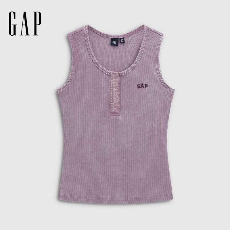 GAP Women's Logo Embroidered Rib Knit Henley Vest