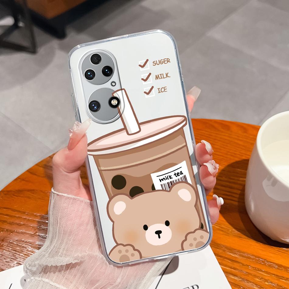For Huawei P50 Pro P50E Phone Case Lucky Flowers Patterns Transparent Protective Funda For Huawei P 50 Soft TPU Silicone Bumper