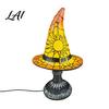 Halloween Desk Decor Stained Glass Witch Hat Lamp Table Lamp with Inline Switch USB Powered Aesthetic Style for Bedroom Bookshelf Desk Witches