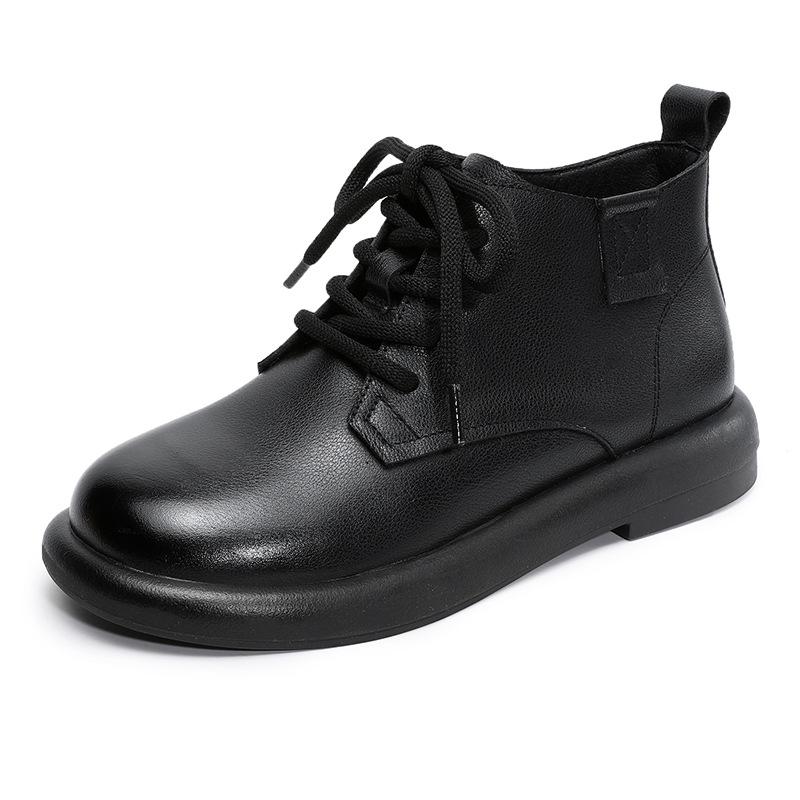 Leather Short Boots Women's Platform Martin Boots Autumn and Winter Thick Heel Women's Boots Leather Shoes Spring and Autumn Versatile Single Boots