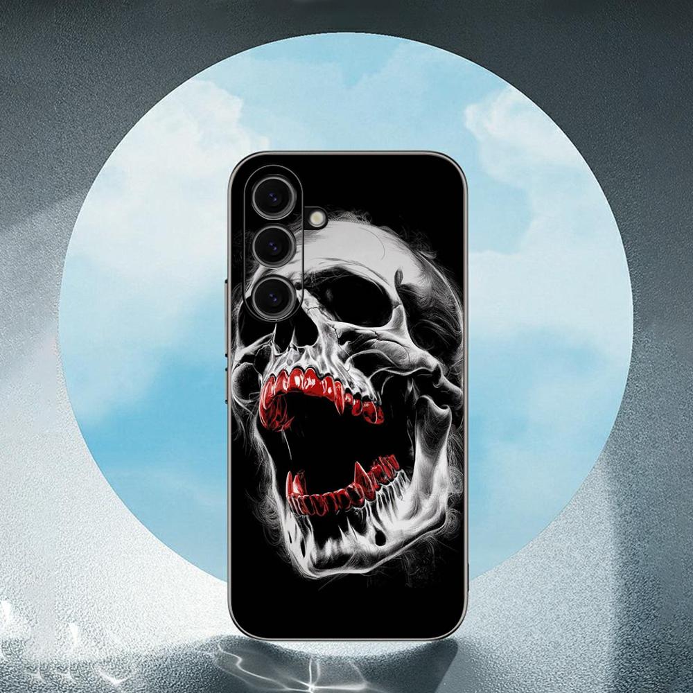 American skull retro fashion design Phone Case For Samsung Galaxy S25 S24 S23 S22 S21 S20 Plus Ultra Note20 Soft Black
