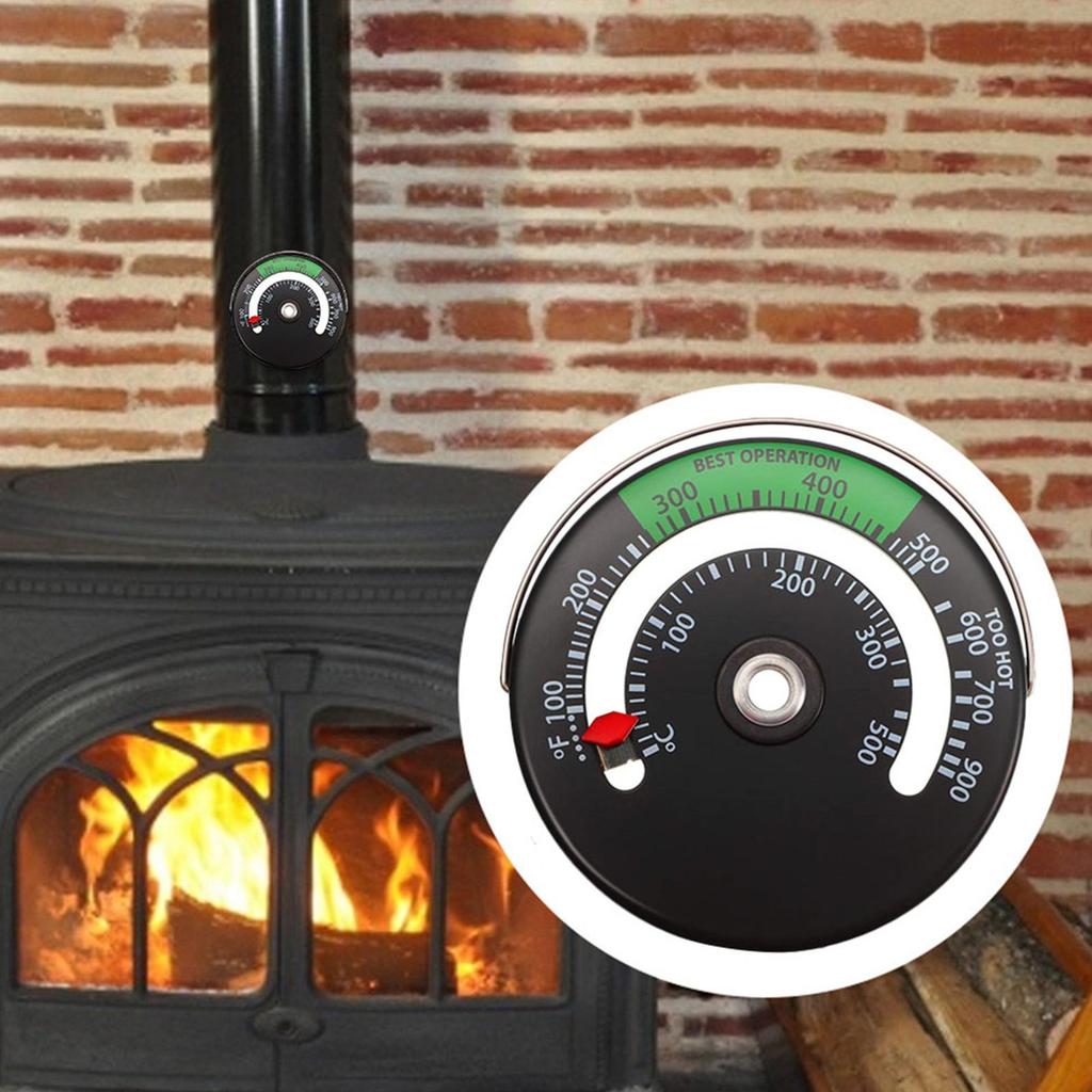 Aluminum Alloy Fireplace Fan Thermometer Magnet Stovepipe Thermometer Household Wood Burning Stove Fireplace Thermometer