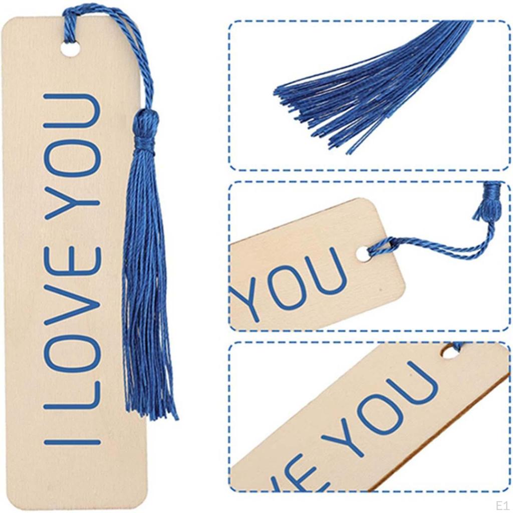 36x Dřevěné Prázdné Záložky Sada Znamení s Otvory a Barevnými Střapci Značky Záložek pro Hru