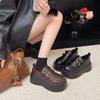 Platform British style small leather shoes women's 2025 spring and autumn new one-pedal black jk single shoes popular Doudou loafers