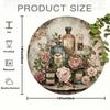 Vintage Round Metal Wall Art Floral Plaque Home Decor 7.87 Inch