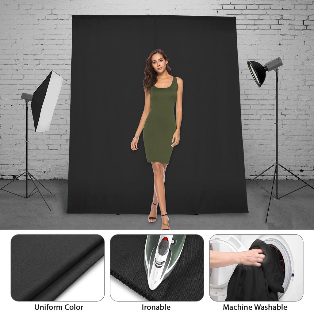 Photography Background Kit with 2x1.5m Adjustable T Shaped Backdrop Stand + 2x1.5m White Backdrop White Screen Backdrop