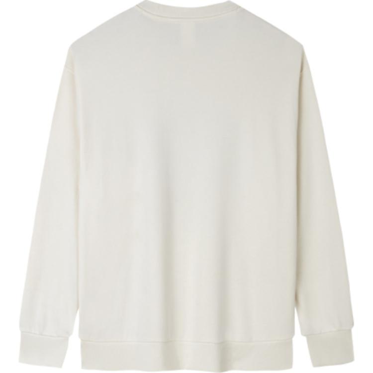 Anta Lifestyle Series Letter Print Loose Round Neck Pullover Long Sleeve Sweatshirt Women Sweatshirt Stone-White 162438704-1