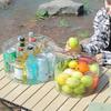 4Pcs PVC Transparent Ice Bucket Clear Washing Up Bowl Outdoor Folding Water Basins  Picnic