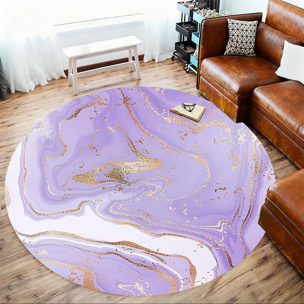 1pc Marble Texture Gold Foil Round Chair mat Area Rug - Non-Slip, Floor Mat for Office, Bedroom, and Indoor Decor c1125337