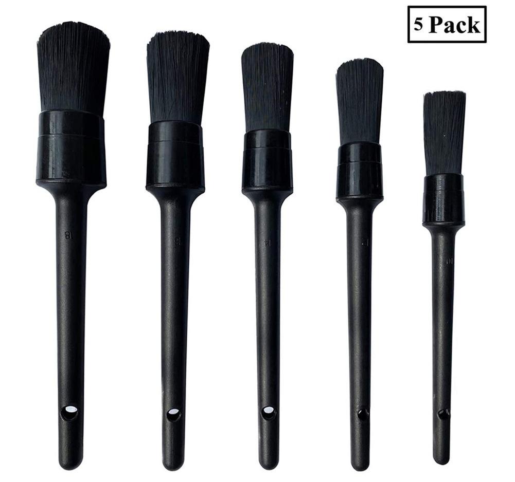 5Black SetPPSilk Cleaning Brush Car Beauty Tools Interior Detail Brush Air Conditioning Vent Gap Brush Detail Brush