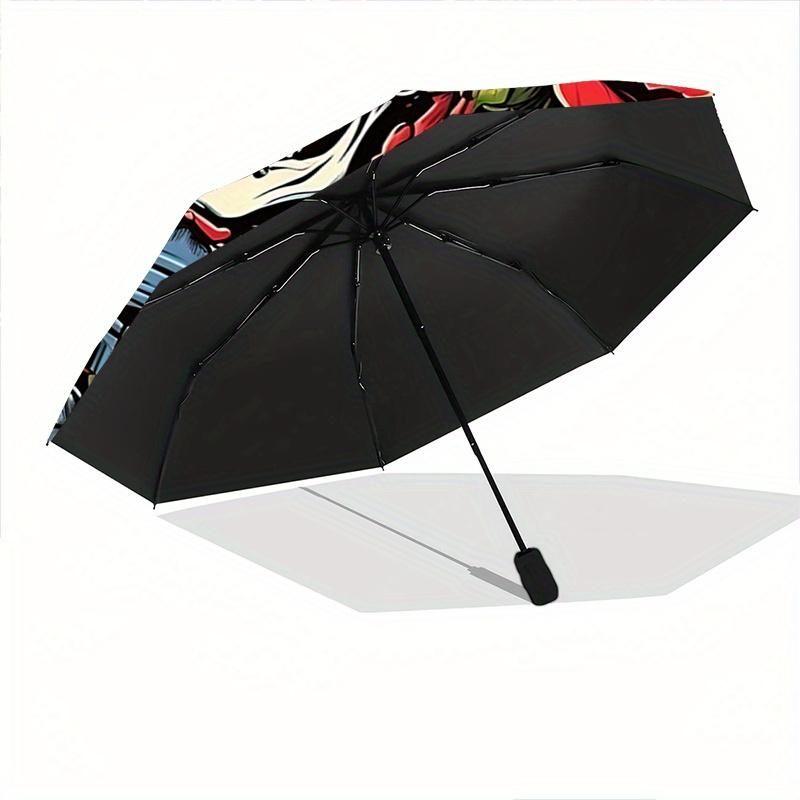 1pc Automatic Opening/Closing Umbrella with Convenient Three-Fold Design, 8-Bone Iron Frame, Outdoor, Ideal Gift for Fans, Travelers, Daily Use,