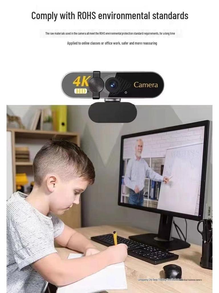 4K Ultra HD Camera with USB, Desktop/Laptop Microphone for Horizontal/Vertical Streaming & Online Meetings