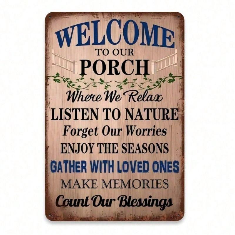 

Vintage Metal Wall Art Sign for Door Porch Housewarming Gift