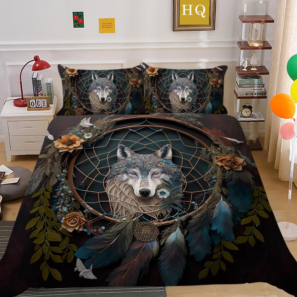 Bettbezüge Wolf Druck Polyester Twin Size Bettwäsche Kinder weiche hochwertige Heimbettwäsche