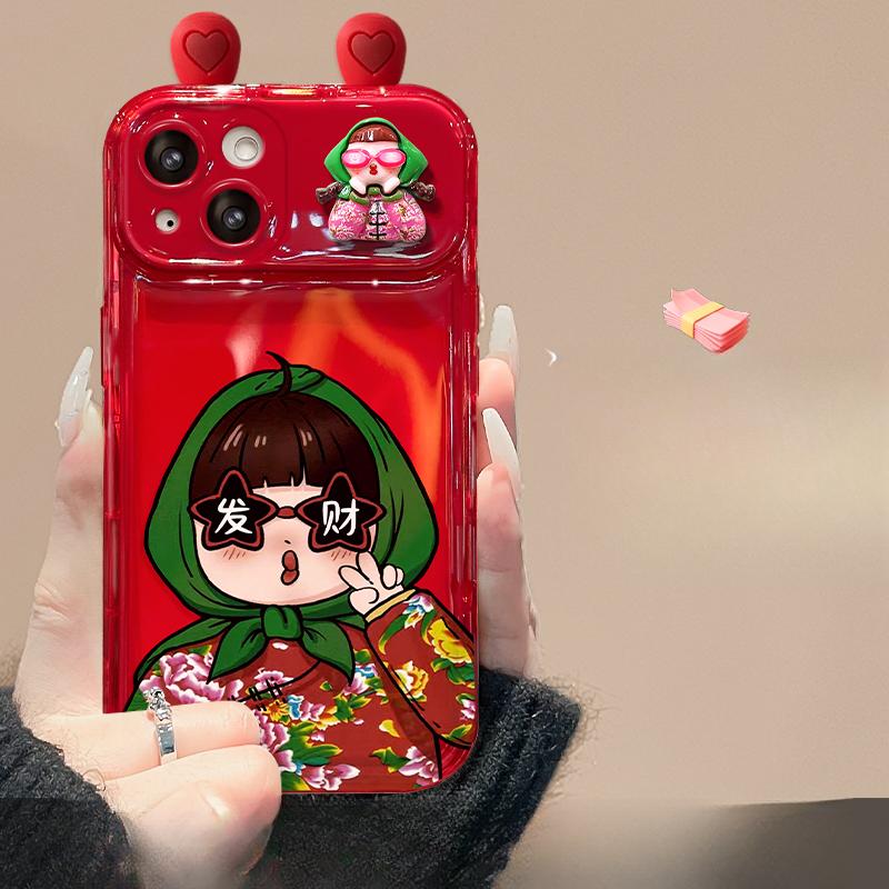 

Подходит для чехла для мобильного телефона Apple 15 IPhone 14pro/13 Кукла-девочка с северо-востока Шнурок 11/12 Откидное зеркало iPhone 6s Plus