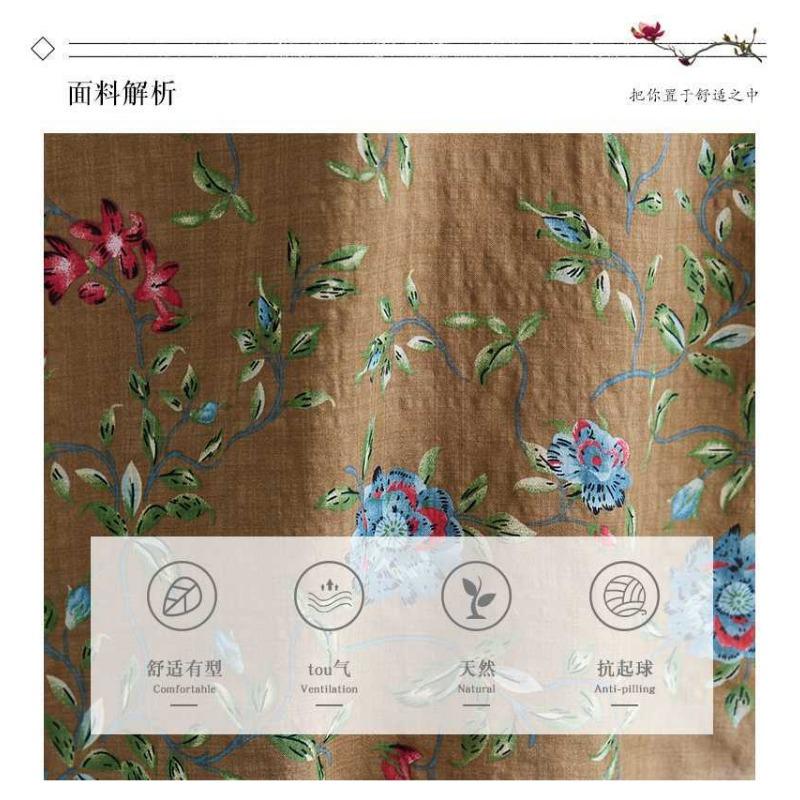 New Literary Plus Size Printed Long Sleeve Ethnic Style Dresses