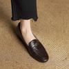 Krazing Pot Sheepskin Fashion Summer Spring Autumn Summer Slip on Women Round Toe Med Heels Metal Flowers Pleated Style Loafers