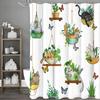 Cat Shower Curtain, Hanging Potted Kitten Plant Stand Bathroom Decorative Shower Curtain, Waterproof Shower Curtain with Hooks