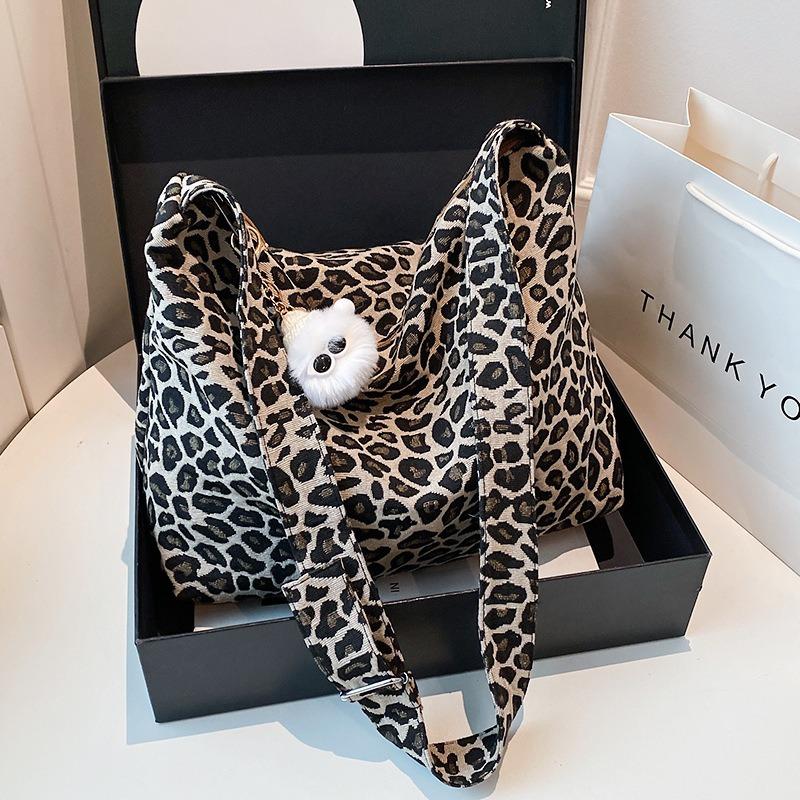 Spring messenger bag casual simple trend leopard print shoulder bag student canvas shopping bag
