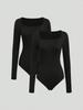 European & American Slim U-Neck Solid Color Elastic Jumpsuit Bodysuit for Women