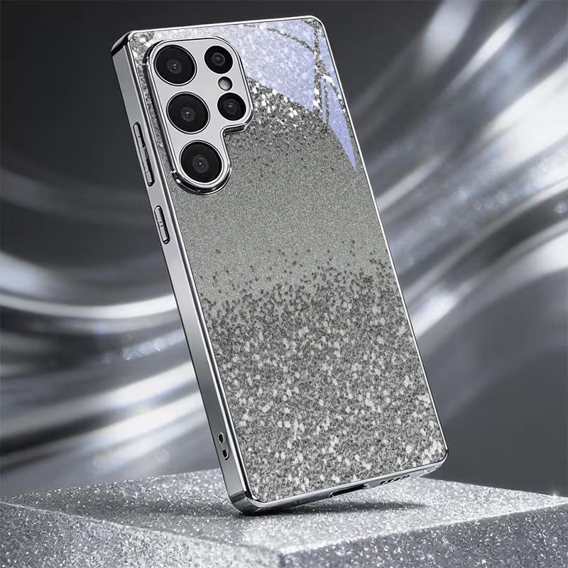 Metallic Sparkle Veil Electroplat Silver Phone Case For Samsung A31 A51 A71 A12 A22 A32 A42 A52 A06 A16 A17 A37 A33 Glass Cover