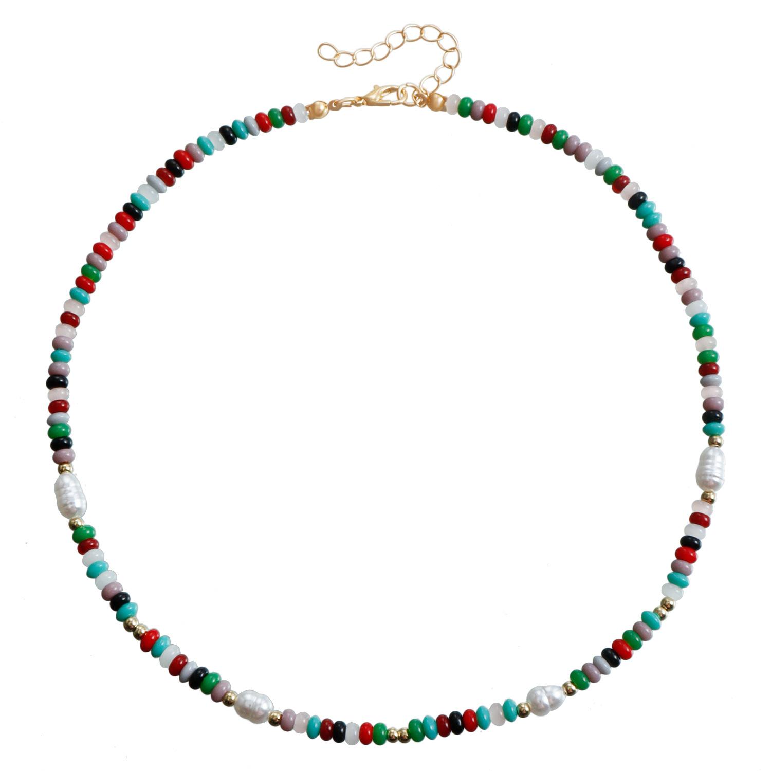 

Аксессуары, Бусины из риса цвета дофамина, Цепочка на ключицу с имитацией жемчуга, Ожерелье Fresh Wind Girly, Женское