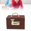 Wooden Material Locking Money Storage Box With Handle Vintage Wooden Piggy Bank  Home Decor