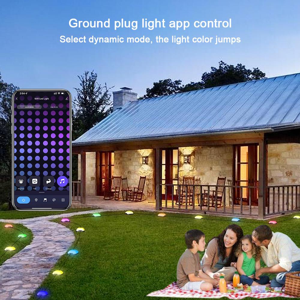 WiFi Smart LED Color-Changing Lawn and Music Light String with In-Ground Plug