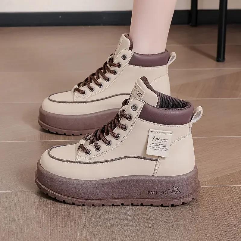 With Laces Lace-up Elegant Medium Heels Ladies Shoes Chunky Platform Anti Slip Y2k on Offer Comfortable 39 Pu Women's Snow Boots