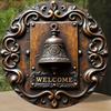 Vintage Floral Welcome Bell Metal Wall Art Indoor Outdoor Decor