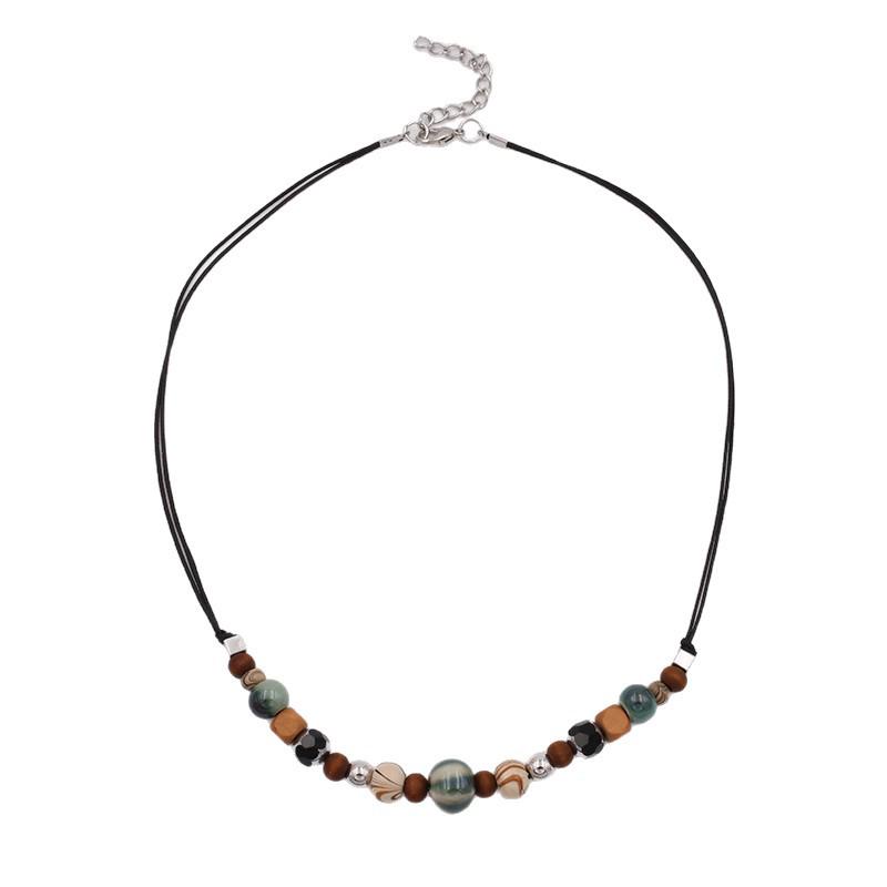Ethnic Style Ceramic Beaded Necklace - Women's Versatile Clavicle Chain, European & American Jewelry.