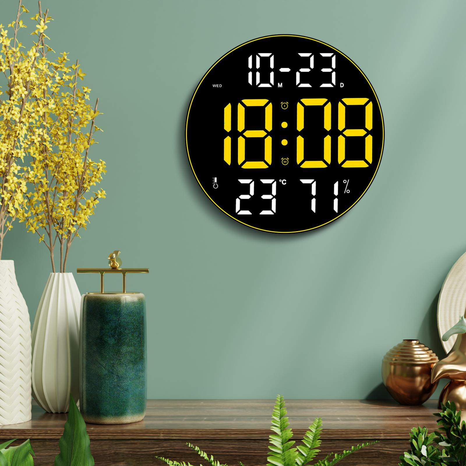 

Цифровой будильник 12 дюймов Отображение температуры, даты, дня недели Большие настольные светодиодные настенные часы для стола