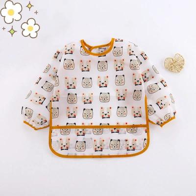 Baby Silicone Cartoon Bib 0-6 Years Soft Bibs Baby Cute Clothing Toddler BPA Free Waterproof Long Sleeve Apron