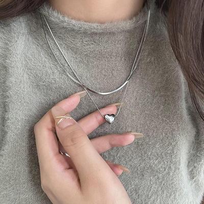 Collana Serpente Osso Amore a Doppio Strato per Donna - Moda Estate 2024, Versatile Catena Clavicolare Stile Giapponese e Coreano.