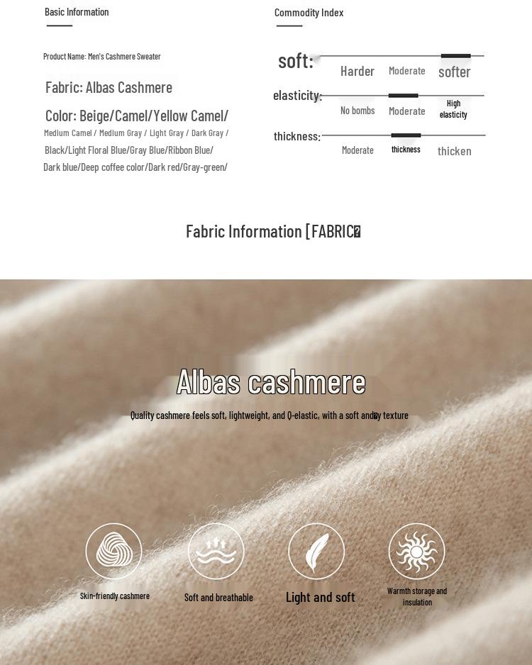 Men's Autumn-Winter Cashmere Half-High Neck Business Pullover Sweater