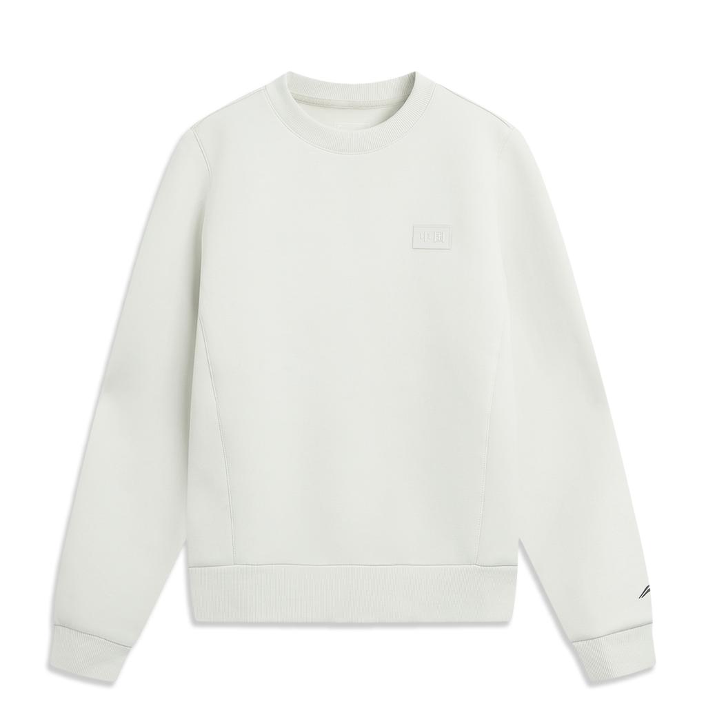 Li-Ning Honor Series Simple Solid Color Round Neck Comfortable Pullover Sweatshirt Women Sweatshirt AWDVH14-1