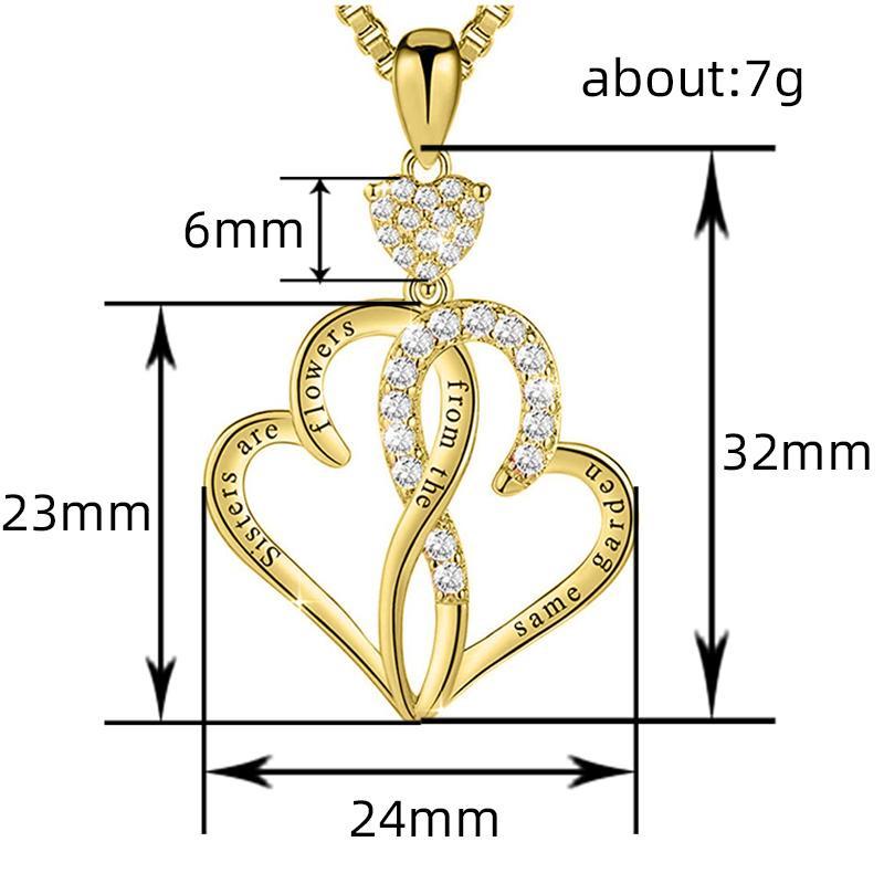 Huitan Novel Double Heart Design Pendant Necklace Female Chic Modern Neck Accessories Fashion Delicate Anniversary Party Jewelry