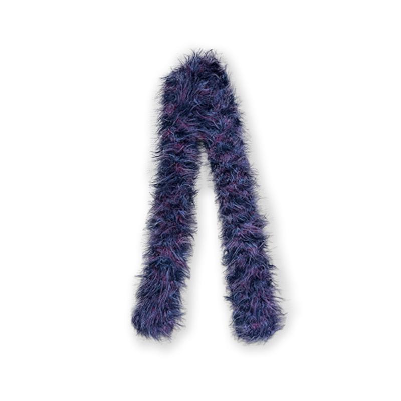 

Niche Section Dyed Imitation Mink Knitted Narrow Scarf for Women with Concave Shape Decorated with Plush Velvet 230*6cm