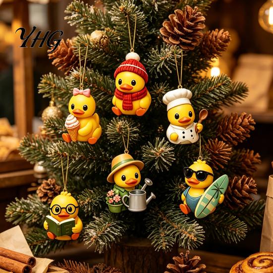 Interactive Holiday Morning Ritual Duck Advent Calendar, 24-Day Christmas Countdown Box with Cute Acrylic Festive Themed Decor Toy, Tree Hanging