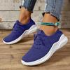 Womens Breathable Knitted Thick Sole Sports Shoes Casual Laced Outdoor Shoes Comfortable Low Top Running Shoes
