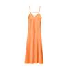 Satin Slip Dress with Spaghetti Straps and Open Back Design Lightweight Midi Length Evening Dress for Women