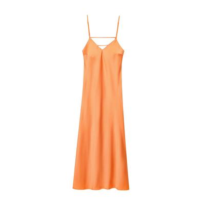 Sexy rückenfreies gelbes Satin-Kleid